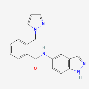 molecular formula C18H15N5O B7020813 N-(1H-indazol-5-yl)-2-(pyrazol-1-ylmethyl)benzamide 