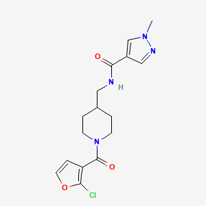 molecular formula C16H19ClN4O3 B7020874 N-[[1-(2-chlorofuran-3-carbonyl)piperidin-4-yl]methyl]-1-methylpyrazole-4-carboxamide 