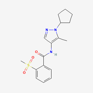 molecular formula C17H21N3O3S B7020926 N-(1-cyclopentyl-5-methylpyrazol-4-yl)-2-methylsulfonylbenzamide 