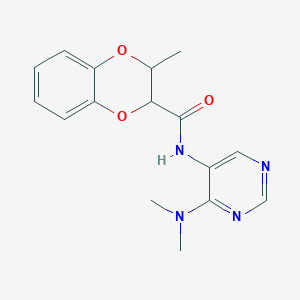 molecular formula C16H18N4O3 B7021077 N-[4-(dimethylamino)pyrimidin-5-yl]-2-methyl-2,3-dihydro-1,4-benzodioxine-3-carboxamide 