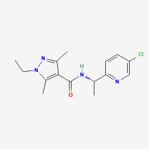 molecular formula C15H19ClN4O B7021102 N-[(1S)-1-(5-chloropyridin-2-yl)ethyl]-1-ethyl-3,5-dimethylpyrazole-4-carboxamide 