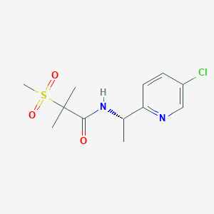 molecular formula C12H17ClN2O3S B7021107 N-[(1S)-1-(5-chloropyridin-2-yl)ethyl]-2-methyl-2-methylsulfonylpropanamide 