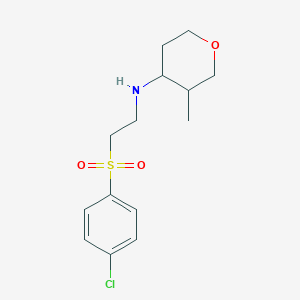 molecular formula C14H20ClNO3S B7021161 N-[2-(4-chlorophenyl)sulfonylethyl]-3-methyloxan-4-amine 