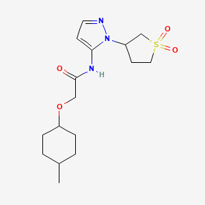 molecular formula C16H25N3O4S B7021235 N-[2-(1,1-dioxothiolan-3-yl)pyrazol-3-yl]-2-(4-methylcyclohexyl)oxyacetamide 