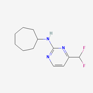 molecular formula C12H17F2N3 B7021335 N-cycloheptyl-4-(difluoromethyl)pyrimidin-2-amine 