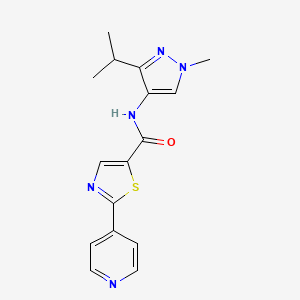 molecular formula C16H17N5OS B7021451 N-(1-methyl-3-propan-2-ylpyrazol-4-yl)-2-pyridin-4-yl-1,3-thiazole-5-carboxamide 