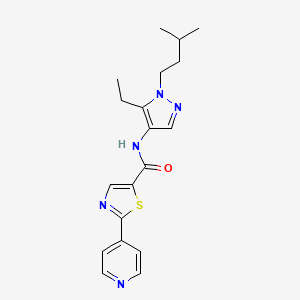 molecular formula C19H23N5OS B7021729 N-[5-ethyl-1-(3-methylbutyl)pyrazol-4-yl]-2-pyridin-4-yl-1,3-thiazole-5-carboxamide 