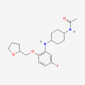 molecular formula C19H27FN2O3 B7021754 N-[4-[5-fluoro-2-(oxolan-2-ylmethoxy)anilino]cyclohexyl]acetamide 