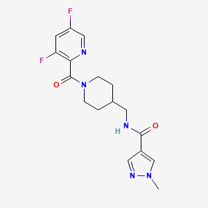 molecular formula C17H19F2N5O2 B7021799 N-[[1-(3,5-difluoropyridine-2-carbonyl)piperidin-4-yl]methyl]-1-methylpyrazole-4-carboxamide 