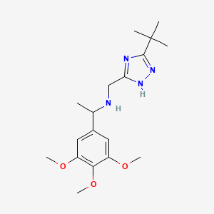 molecular formula C18H28N4O3 B7021931 N-[(3-tert-butyl-1H-1,2,4-triazol-5-yl)methyl]-1-(3,4,5-trimethoxyphenyl)ethanamine 
