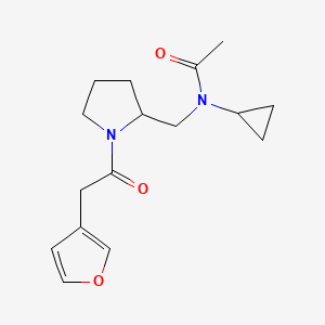 molecular formula C16H22N2O3 B7021937 N-cyclopropyl-N-[[1-[2-(furan-3-yl)acetyl]pyrrolidin-2-yl]methyl]acetamide 