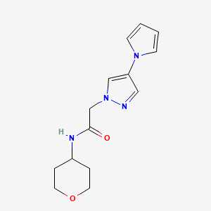 molecular formula C14H18N4O2 B7021962 N-(oxan-4-yl)-2-(4-pyrrol-1-ylpyrazol-1-yl)acetamide 