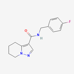 molecular formula C15H16FN3O B7022146 N-[(4-fluorophenyl)methyl]-4,5,6,7-tetrahydropyrazolo[1,5-a]pyridine-3-carboxamide 