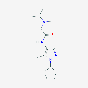 molecular formula C15H26N4O B7022174 N-(1-cyclopentyl-5-methylpyrazol-4-yl)-2-[methyl(propan-2-yl)amino]acetamide 