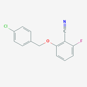 molecular formula C14H9ClFNO B070222 2-Fluoro-6-(4-chlorobenzyloxy)benzonitrile CAS No. 175204-10-1