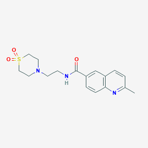 molecular formula C17H21N3O3S B7022247 N-[2-(1,1-dioxo-1,4-thiazinan-4-yl)ethyl]-2-methylquinoline-6-carboxamide 