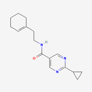 molecular formula C16H21N3O B7022279 N-[2-(cyclohexen-1-yl)ethyl]-2-cyclopropylpyrimidine-5-carboxamide 