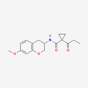 molecular formula C17H21NO4 B7022305 N-(7-methoxy-3,4-dihydro-2H-chromen-3-yl)-1-propanoylcyclopropane-1-carboxamide 