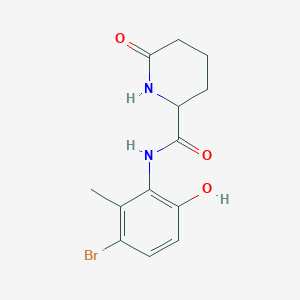 molecular formula C13H15BrN2O3 B7022361 N-(3-bromo-6-hydroxy-2-methylphenyl)-6-oxopiperidine-2-carboxamide 