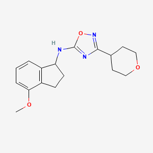 molecular formula C17H21N3O3 B7022509 N-(4-methoxy-2,3-dihydro-1H-inden-1-yl)-3-(oxan-4-yl)-1,2,4-oxadiazol-5-amine 