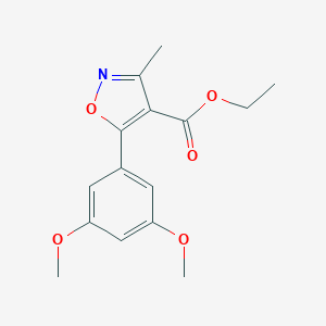 molecular formula C15H17NO5 B070227 4-Isoxazolecarboxylicacid,5-(3,5-dimethoxyphenyl)-3-methyl-,ethylester(9CI) CAS No. 161838-23-9