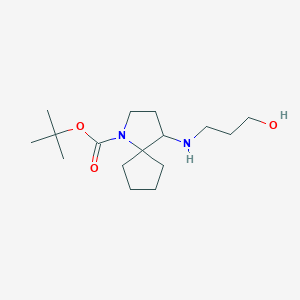 molecular formula C16H30N2O3 B7022801 Tert-butyl 4-(3-hydroxypropylamino)-1-azaspiro[4.4]nonane-1-carboxylate 