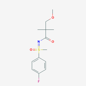 molecular formula C13H18FNO3S B7023130 N-[(4-fluorophenyl)-methyl-oxo-lambda6-sulfanylidene]-3-methoxy-2,2-dimethylpropanamide 