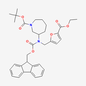 molecular formula C34H40N2O7 B7023287 tert-butyl 3-[(5-ethoxycarbonylfuran-2-yl)methyl-(9H-fluoren-9-ylmethoxycarbonyl)amino]azepane-1-carboxylate 