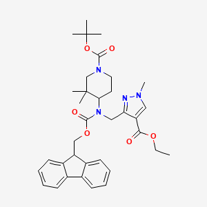 molecular formula C35H44N4O6 B7023296 tert-butyl 4-[(4-ethoxycarbonyl-1-methylpyrazol-3-yl)methyl-(9H-fluoren-9-ylmethoxycarbonyl)amino]-3,3-dimethylpiperidine-1-carboxylate 