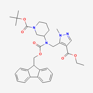 molecular formula C33H40N4O6 B7023318 tert-butyl 3-[(4-ethoxycarbonyl-2-methylpyrazol-3-yl)methyl-(9H-fluoren-9-ylmethoxycarbonyl)amino]piperidine-1-carboxylate 
