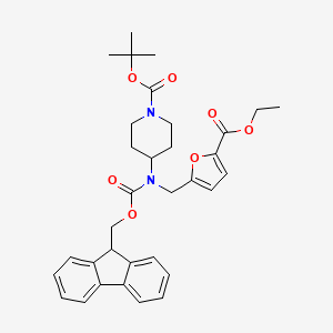 molecular formula C33H38N2O7 B7023326 tert-butyl 4-[(5-ethoxycarbonylfuran-2-yl)methyl-(9H-fluoren-9-ylmethoxycarbonyl)amino]piperidine-1-carboxylate 