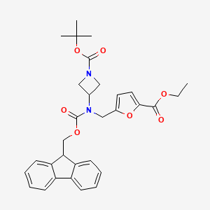 molecular formula C31H34N2O7 B7023333 tert-butyl 3-[(5-ethoxycarbonylfuran-2-yl)methyl-(9H-fluoren-9-ylmethoxycarbonyl)amino]azetidine-1-carboxylate 
