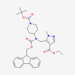 molecular formula C33H40N4O6 B7023359 tert-butyl 4-[(4-ethoxycarbonyl-2-methylpyrazol-3-yl)methyl-(9H-fluoren-9-ylmethoxycarbonyl)amino]piperidine-1-carboxylate 