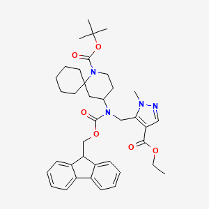 molecular formula C38H48N4O6 B7023374 tert-butyl 4-[(4-ethoxycarbonyl-2-methylpyrazol-3-yl)methyl-(9H-fluoren-9-ylmethoxycarbonyl)amino]-1-azaspiro[5.5]undecane-1-carboxylate 