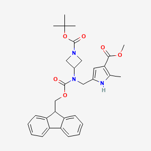 molecular formula C31H35N3O6 B7023412 methyl 5-[[9H-fluoren-9-ylmethoxycarbonyl-[1-[(2-methylpropan-2-yl)oxycarbonyl]azetidin-3-yl]amino]methyl]-2-methyl-1H-pyrrole-3-carboxylate 