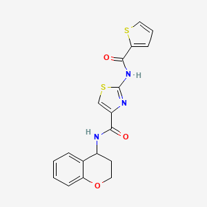 molecular formula C18H15N3O3S2 B7023483 N-(3,4-dihydro-2H-chromen-4-yl)-2-(thiophene-2-carbonylamino)-1,3-thiazole-4-carboxamide 