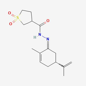 molecular formula C15H22N2O3S B7023558 N-[(Z)-[(5R)-2-methyl-5-prop-1-en-2-ylcyclohex-2-en-1-ylidene]amino]-1,1-dioxothiolane-3-carboxamide 