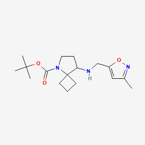 molecular formula C17H27N3O3 B7023604 Tert-butyl 8-[(3-methyl-1,2-oxazol-5-yl)methylamino]-5-azaspiro[3.4]octane-5-carboxylate 