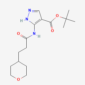 molecular formula C16H25N3O4 B7023699 tert-butyl 5-[3-(oxan-4-yl)propanoylamino]-1H-pyrazole-4-carboxylate 