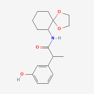 molecular formula C17H23NO4 B7023990 N-(1,4-dioxaspiro[4.5]decan-6-yl)-2-(3-hydroxyphenyl)propanamide 