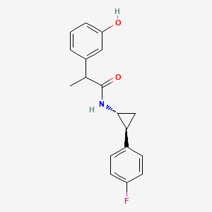 molecular formula C18H18FNO2 B7024006 N-[(1R,2S)-2-(4-fluorophenyl)cyclopropyl]-2-(3-hydroxyphenyl)propanamide 