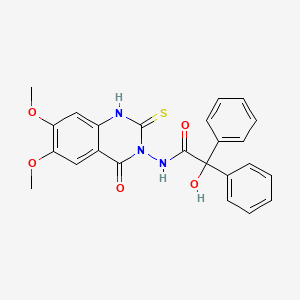 molecular formula C24H21N3O5S B7024286 N-(6,7-dimethoxy-4-oxo-2-sulfanylidene-1H-quinazolin-3-yl)-2-hydroxy-2,2-diphenylacetamide 