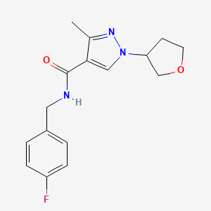 molecular formula C16H18FN3O2 B7024364 N-[(4-fluorophenyl)methyl]-3-methyl-1-(oxolan-3-yl)pyrazole-4-carboxamide 