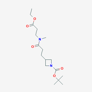 molecular formula C17H30N2O5 B7024640 Tert-butyl 3-[3-[(3-ethoxy-3-oxopropyl)-methylamino]-3-oxopropyl]azetidine-1-carboxylate 