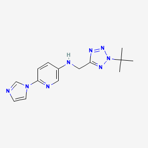 molecular formula C14H18N8 B7024921 N-[(2-tert-butyltetrazol-5-yl)methyl]-6-imidazol-1-ylpyridin-3-amine 