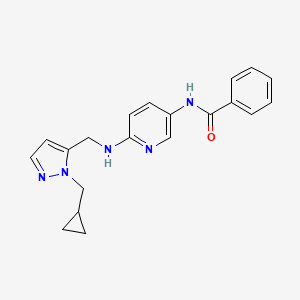 molecular formula C20H21N5O B7024936 N-[6-[[2-(cyclopropylmethyl)pyrazol-3-yl]methylamino]pyridin-3-yl]benzamide 