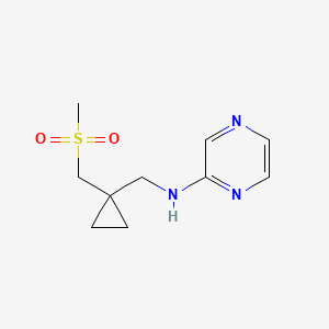 molecular formula C10H15N3O2S B7025090 N-[[1-(methylsulfonylmethyl)cyclopropyl]methyl]pyrazin-2-amine 