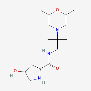 molecular formula C15H29N3O3 B7025185 N-[2-(2,6-dimethylmorpholin-4-yl)-2-methylpropyl]-4-hydroxypyrrolidine-2-carboxamide 
