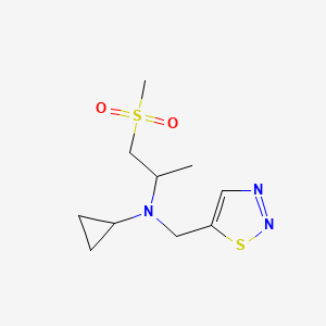 molecular formula C10H17N3O2S2 B7025498 N-(1-methylsulfonylpropan-2-yl)-N-(thiadiazol-5-ylmethyl)cyclopropanamine 