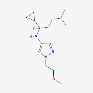 molecular formula C15H27N3O B7025546 N-(1-cyclopropyl-4-methylpentyl)-1-(2-methoxyethyl)pyrazol-4-amine 